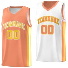 Orange White-Yellow Double Side Basketball Jersey