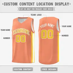 Orange White-Yellow Double Side Basketball Jersey 2