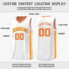 Orange White-Yellow Double Side Basketball Jersey 3