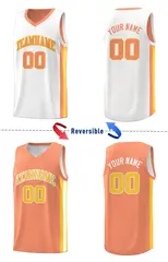 Orange White-Yellow Double Side Basketball Jersey 4