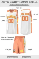 Orange White-Yellow Double Side Men Basketball Jersey Set 2