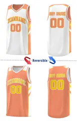 Orange White-Yellow Double Side Men Basketball Jersey Set 3