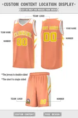 Orange White-Yellow Double Side Men Basketball Jersey Set 4