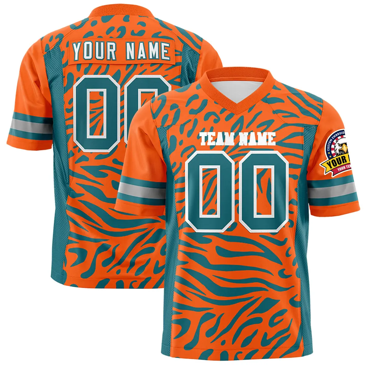 Orange White Zebra Stripes Football Jersey