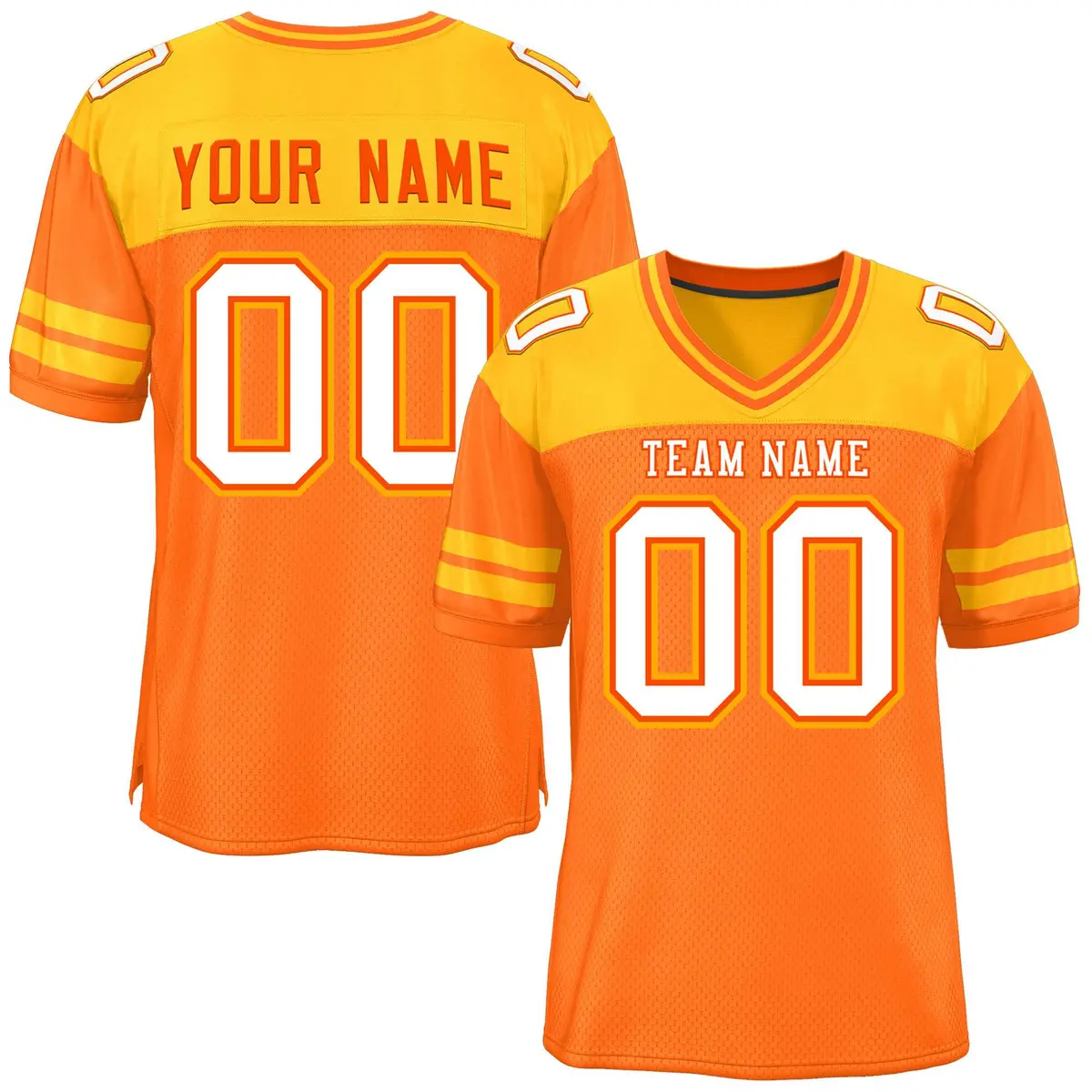 Orange Yellow Color Block Authentic Football Jersey