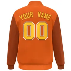 Orange Yellow Color Block Varsity Full-Snap Bomber Jacket 4