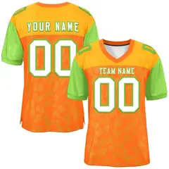 Orange Yellow-Neon Green Raglan Sleeves Camo Football Jersey
