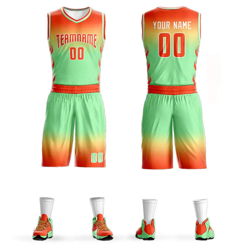 Orange Yellow Orange-White Gradient Basketball Jersey