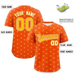 Orange Yellow Polka Dot Graffiti Authentic Baseball Jersey 2