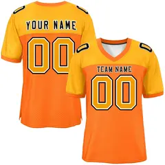 Orange-Yellow Raglan Sleeves Football Jersey