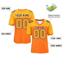 Orange-Yellow Raglan Sleeves Football Jersey 2