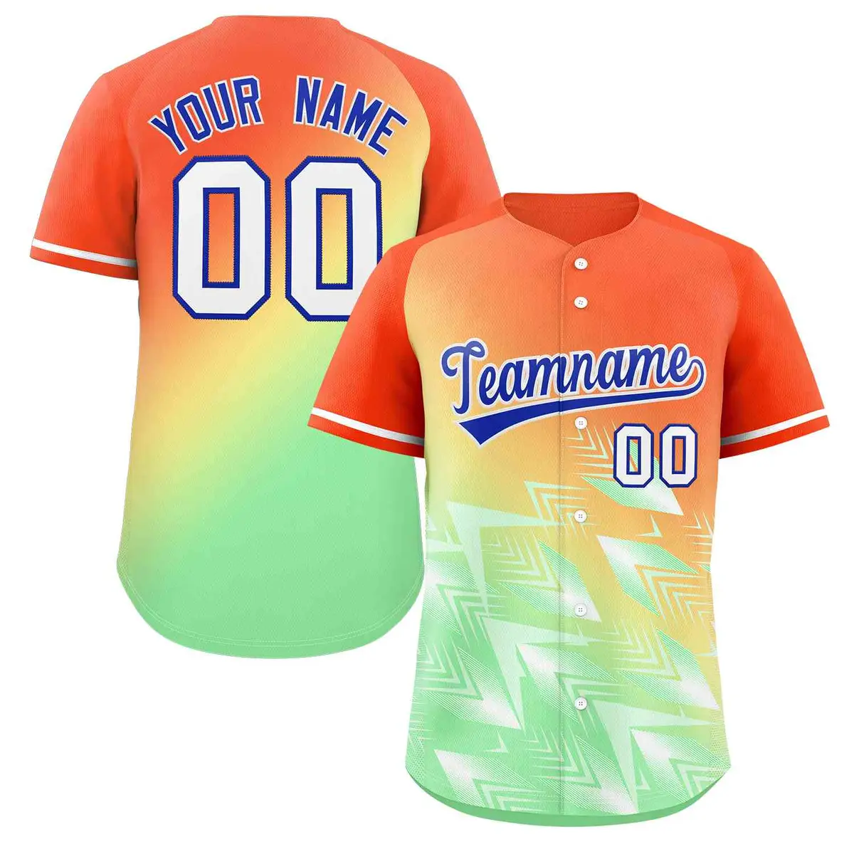 Orange Yellow Royal-White Gradient Baseball Jersey