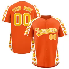 Orange Yellow Side Camo Baseball Jersey 1