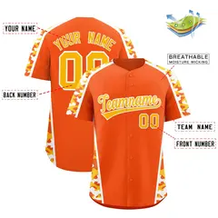 Orange Yellow Side Camo Baseball Jersey 2