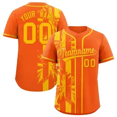 Orange Yellow Split Coconut Tree Baseball Jersey 1