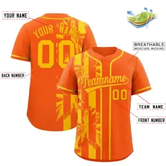 Orange Yellow Split Coconut Tree Baseball Jersey 2