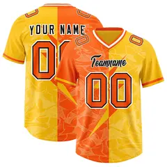 Orange Yellow Split Lightning Pattern Football Jersey 1