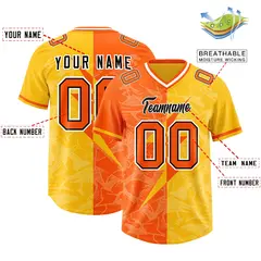 Orange Yellow Split Lightning Pattern Football Jersey 2
