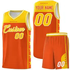 Orange Yellow Star Pattern Sports Basketball Jersey
