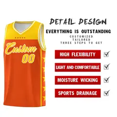 Orange Yellow Star Pattern Sports Basketball Jersey 2