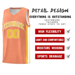 Orange Yellow-White Classic Basketball Jersey 4