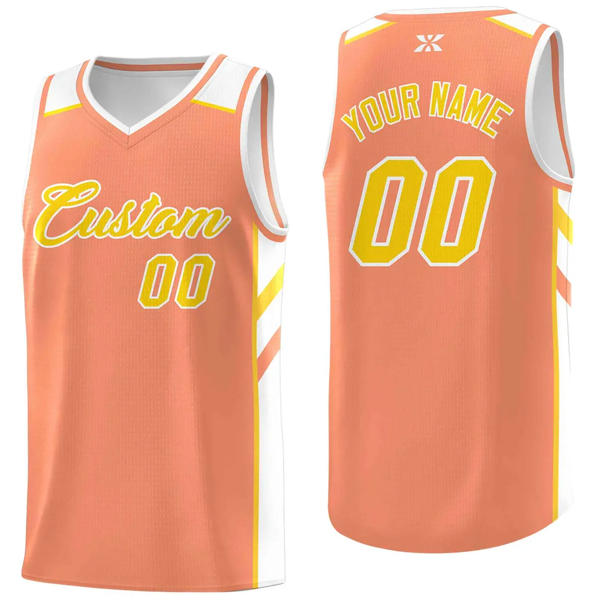 Orange Yellow-White Classic Mesh Sport Basketball Jersey