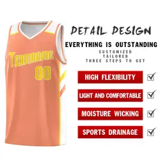 Orange Yellow-White Classic Mesh Sport Basketball Jersey 4