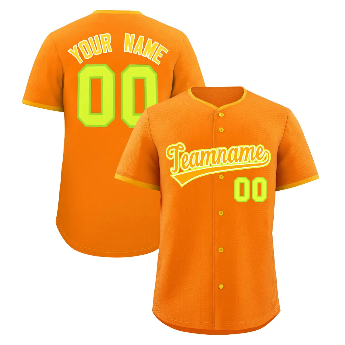 Orange Yellow White Classic Baseball Uniform