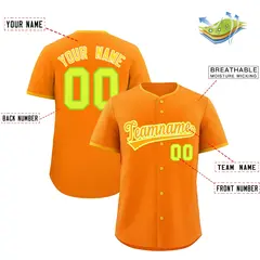 Orange Yellow White Classic Baseball Uniform 2