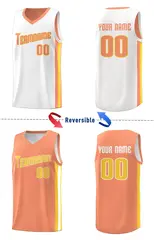 Orange Yellow-White Double Side Basketball Jersey 4