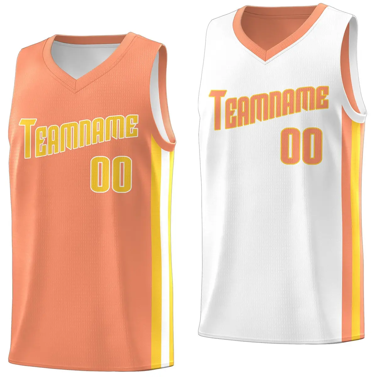 Orange Yellow-White Double Side Basketball Jersey