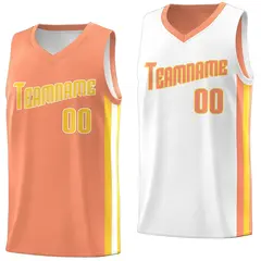 Orange Yellow-White Double Side Basketball Jersey 1