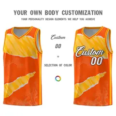 Orange Yellow-White Tear Graffiti Sports Basketball Jersey 3