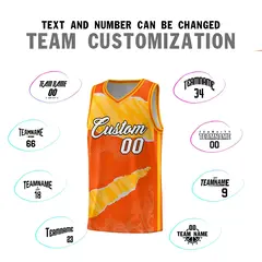 Orange Yellow-White Tear Graffiti Sports Basketball Jersey 4