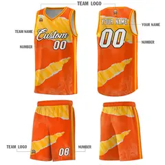 Orange Yellow-White Tear Graffiti Sports Basketball Jersey 5