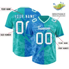Panther Blue Aqua Split Lightning Pattern Football Jersey 2
