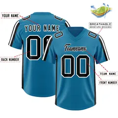 Panther Blue Black and White Side Stripe Football Jersey 2