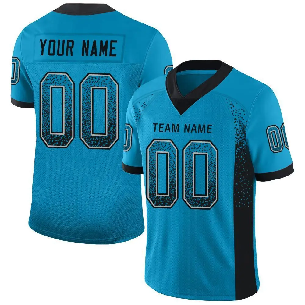 Panther Blue Black-Gray Drift Fashion Mesh Football Jersey