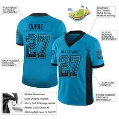 Panther Blue Black-Gray Drift Fashion Mesh Football Jersey 2