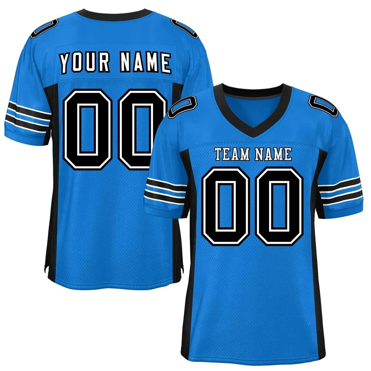 Panther Blue Black Insert Color Mesh Football Jersey