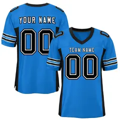 Panther Blue Black Insert Color Mesh Football Jersey