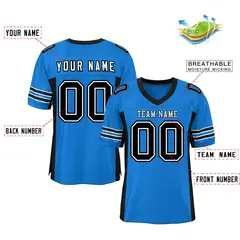 Panther Blue Black Insert Color Mesh Football Jersey 2