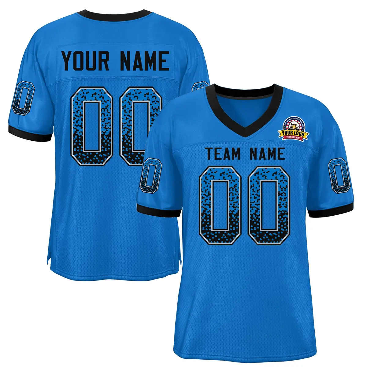 Panther Blue Black-White Drift Fashion Mesh Football Jersey