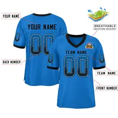 Panther Blue Black-White Drift Fashion Mesh Football Jersey 2