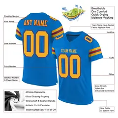 Panther Blue Gold-Red Mesh Football Jersey 2