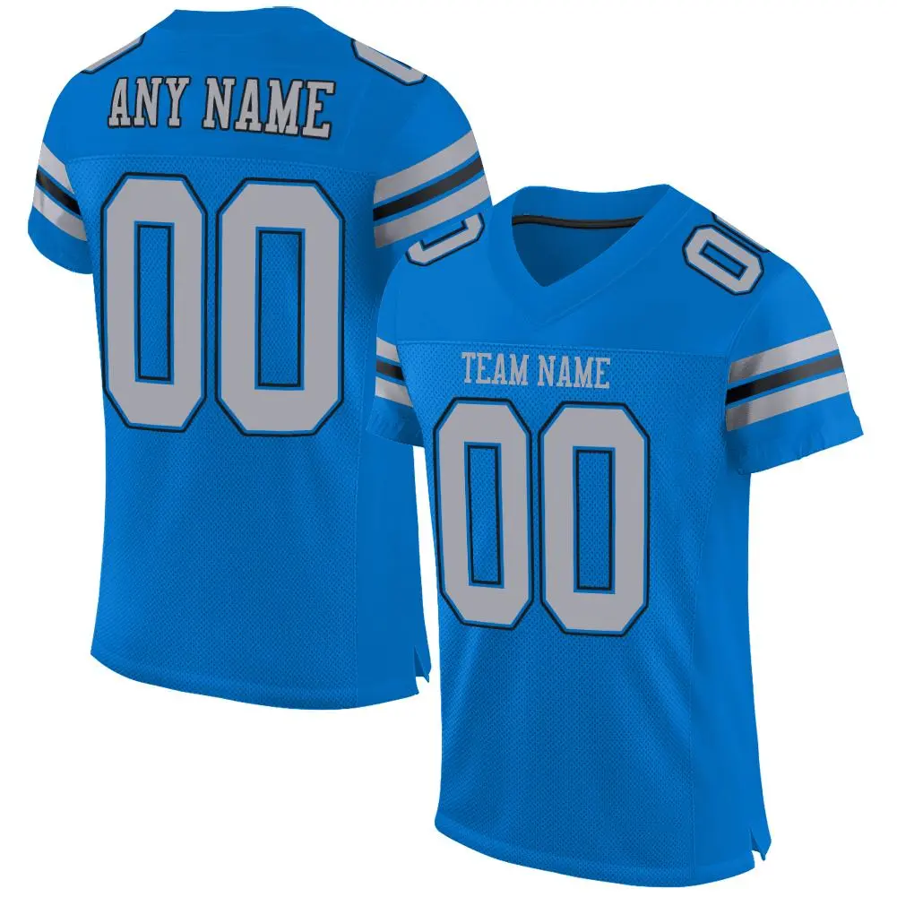 Panther Blue Light Gray-Black Classic Mesh Football Jersey