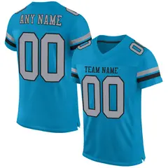 Panther Blue Light Gray-Black Classic Mesh Football Jersey 1