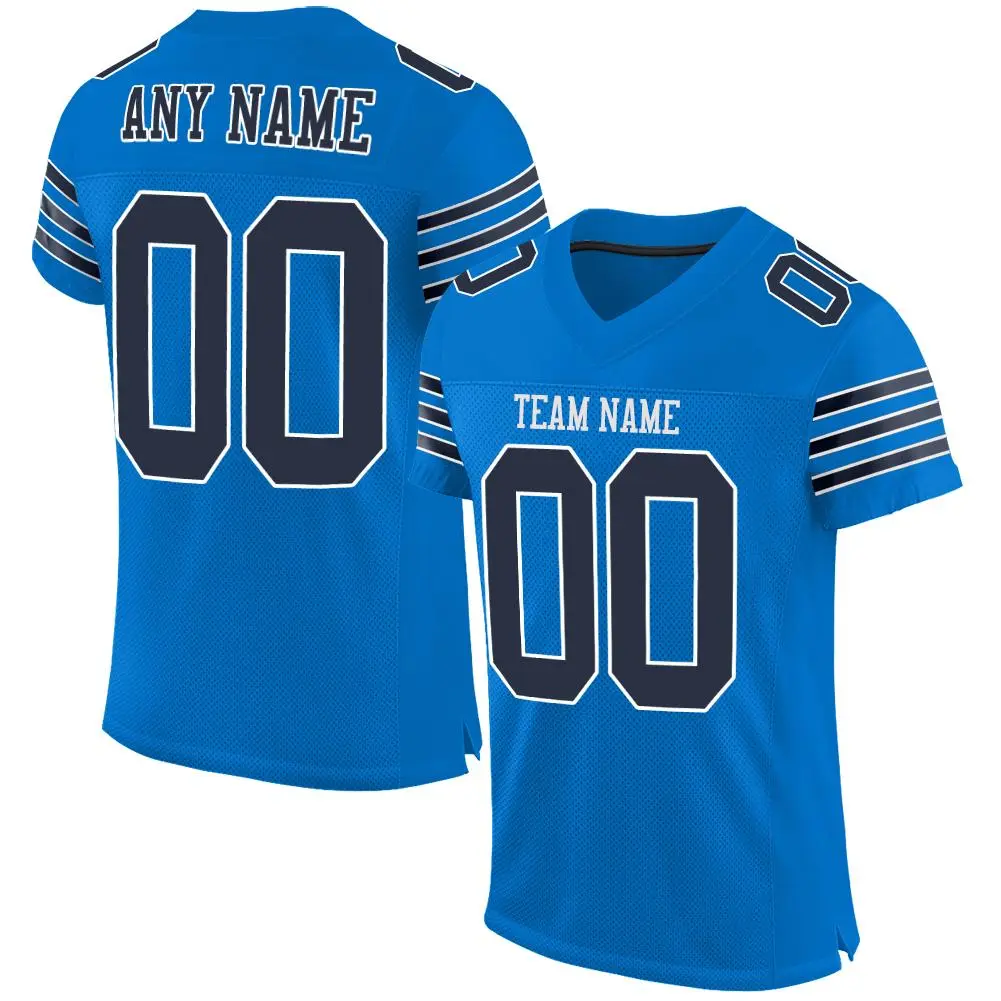 Panther Blue Navy-White Classic Mesh Football Jersey