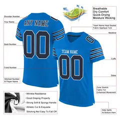 Panther Blue Navy-White Classic Mesh Football Jersey 2