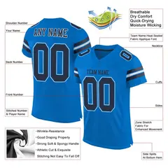 Panther Blue Navy-White Classic Mesh Football Jersey 2